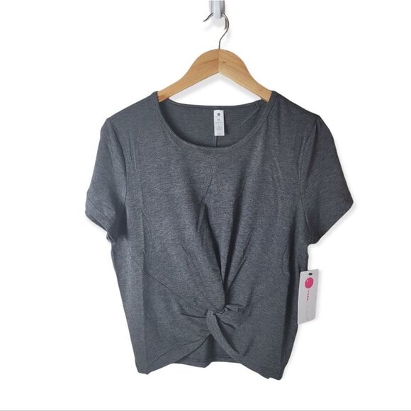 NWT Yogalicious Heathered Gray Twist Front Crop Top Size XL - Picture 1 of 4